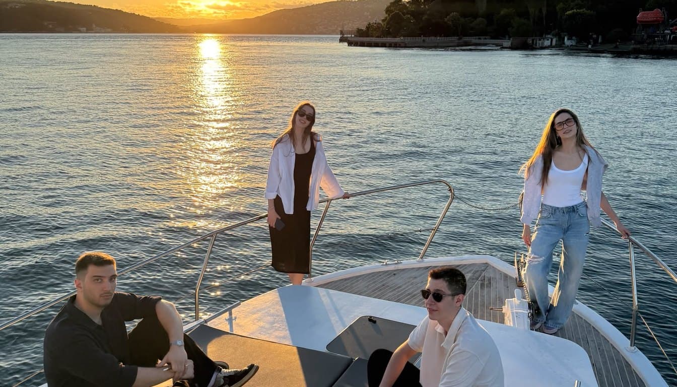 Boğaz'da arkadaş grubuyla mezuniyet kutlaması için kiralanan özel tekne